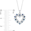 Blue Sapphire and Diamond Accent Shadow Heart Pendant in 10K White Gold
