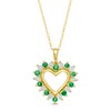 Emerald and Diamond Accent Shadow Heart Pendant in 10K Gold