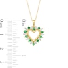 Emerald and Diamond Accent Shadow Heart Pendant in 10K Gold