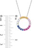 Lab-Created Multi-Colour Sapphire Circle Pendant in Sterling Silver