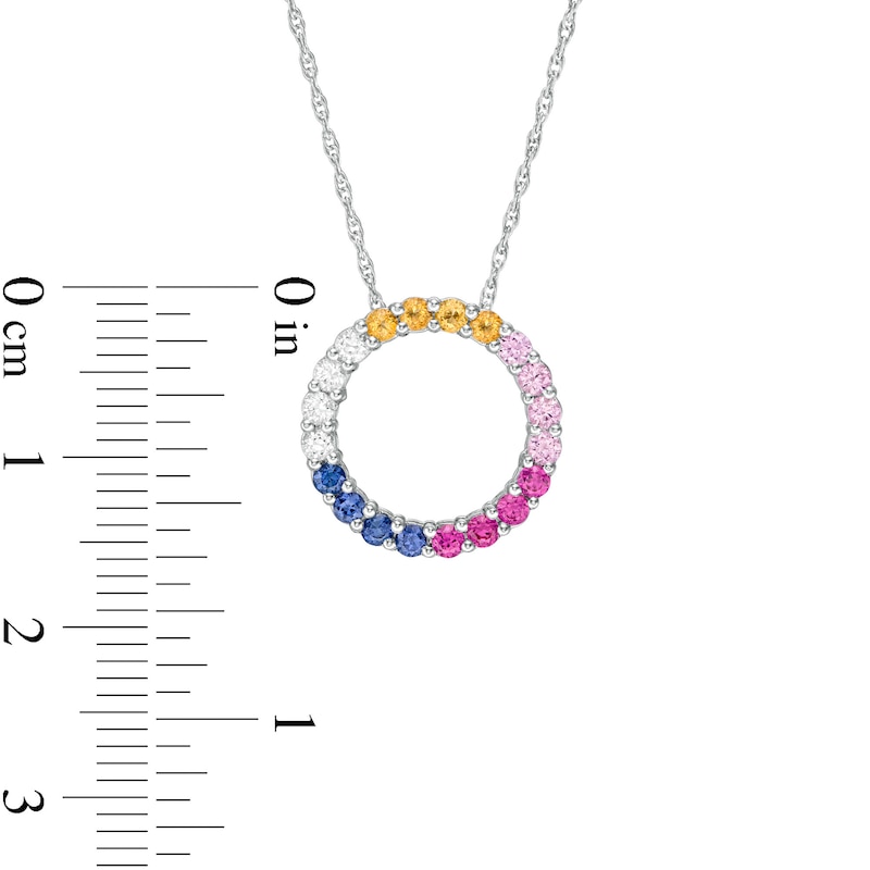 Lab-Created Multi-Colour Sapphire Circle Pendant in Sterling Silver|Peoples Jewellers