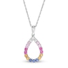 Lab-Created Multi-Colour Sapphire Teardrop Pendant in Sterling Silver