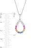 Lab-Created Multi-Colour Sapphire Teardrop Pendant in Sterling Silver