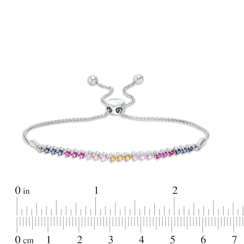 Main Image 3 of Lab-Created Multi-Colour Sapphire Bolo Bracelet in Sterling Silver - 9.5"