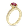 Thumbnail Image 3 of Oval Ruby and 0.33 CT. T.W. Diamond Frame Bridal Set in 14K Gold