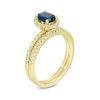 Thumbnail Image 3 of Oval Sapphire and 0.33 CT. T.W. Diamond Frame Bridal Set in 14K Gold