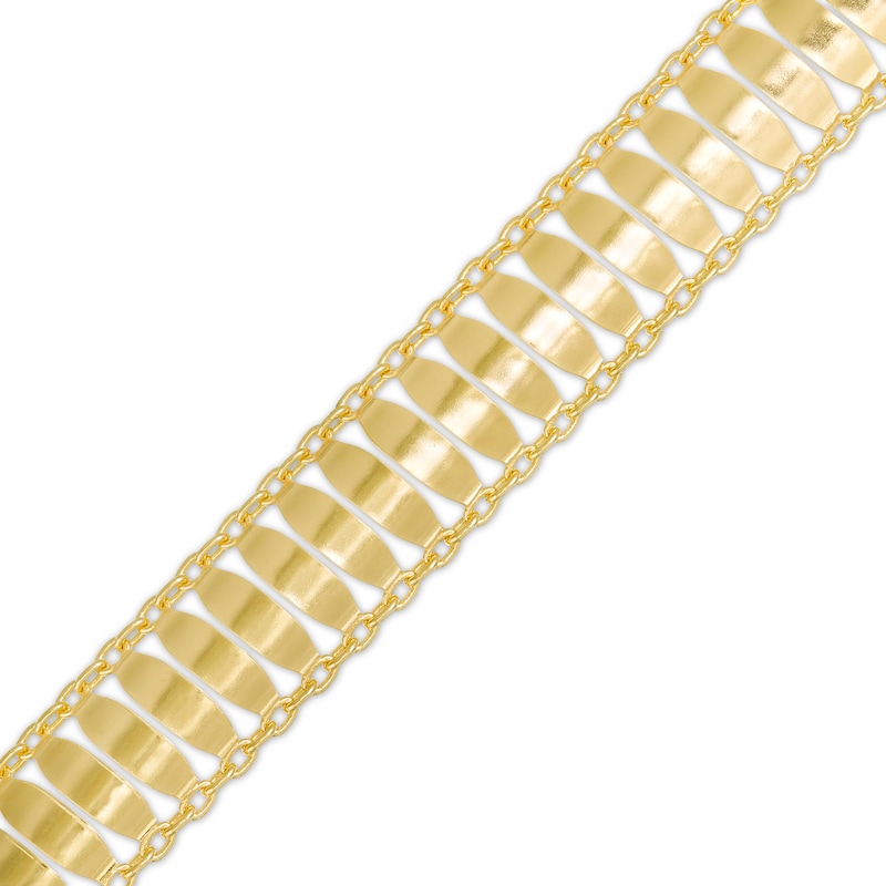 8.5mm Marquise Link Triple Row Chain Bracelet in 14K Gold - 7.5"|Peoples Jewellers