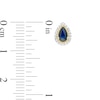 Thumbnail Image 2 of Pear-Shaped Blue Sapphire and 0.07 CT. T.W. Diamond Frame Stud Earrings in 10K Gold