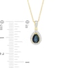 Thumbnail Image 2 of Pear-Shaped Blue Sapphire and 0.08 CT. T.W. Diamond Frame Pendant in 10K Gold