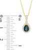 Pear-Shaped Blue Sapphire and 0.08 CT. T.W. Diamond Frame Pendant in 10K Gold