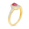 Thumbnail Image 3 of Pear-Shaped Ruby and 0.10 CT. T.W. Diamond Frame Ring in 10K Gold