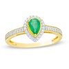 Thumbnail Image 1 of Pear-Shaped Emerald and 0.10 CT. T.W. Diamond Frame Ring in 10K Gold
