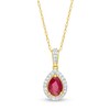 Thumbnail Image 1 of Pear-Shaped Ruby and 0.08 CT. T.W. Diamond Frame Pendant in 10K Gold