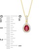 Thumbnail Image 3 of Pear-Shaped Ruby and 0.08 CT. T.W. Diamond Frame Pendant in 10K Gold