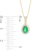 Thumbnail Image 3 of Pear-Shaped Emerald and 0.08 CT. T.W. Diamond Frame Pendant in 10K Gold