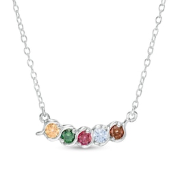 Mother's 3.0mm Birthstone "S" Necklace (3-10 Stones)