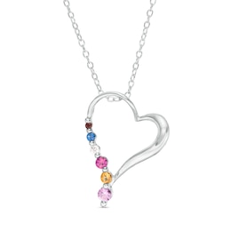 Mother's Journey Birthstone Abstract Heart Pendant (6 Stones)