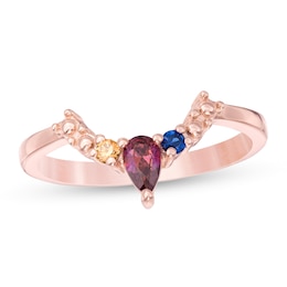 Mother's Pear-Shaped and Round Birthstone Chevron Ring (3-7 Stones)