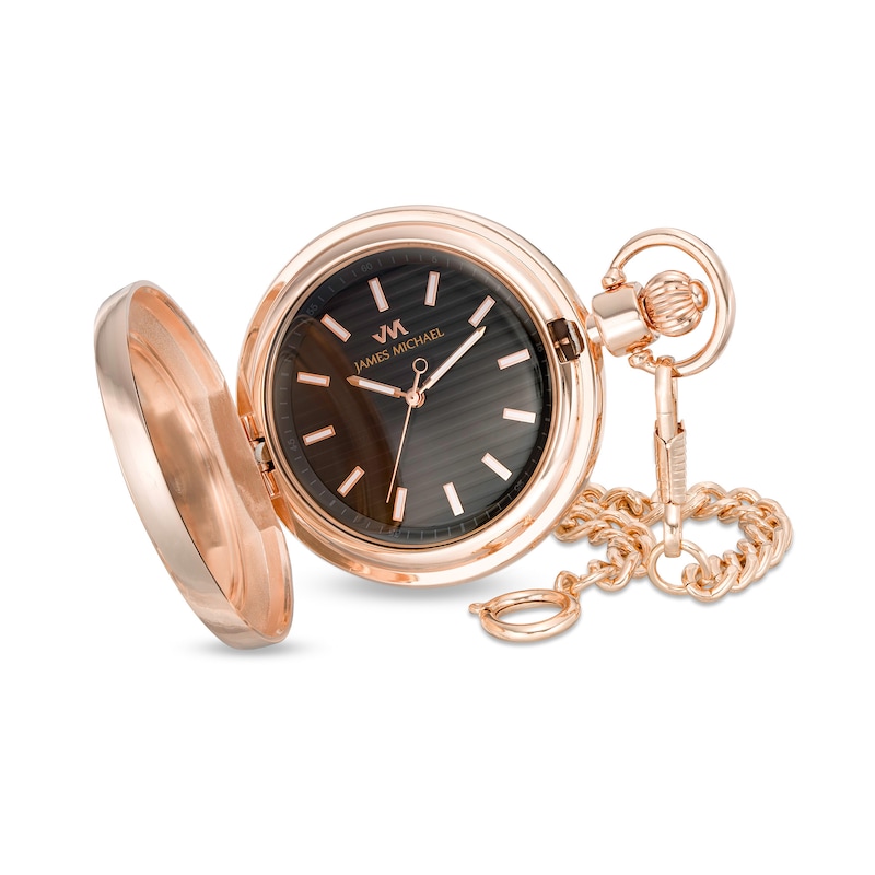 Men's James Michael Rose-Tone Pocket Watch with Black Dial (Model: PQA181143C)|Peoples Jewellers