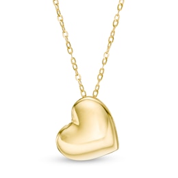 Tilted Heart Pendant in 10K Gold - 17&quot;