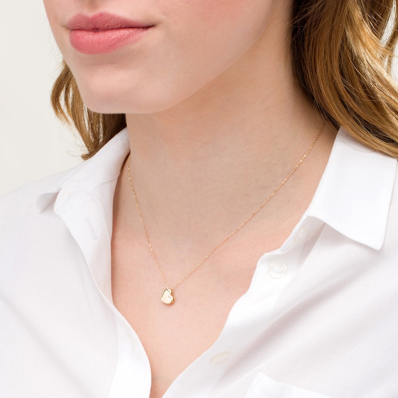 Main Image 2 of Tilted Heart Pendant in 10K Gold - 17"