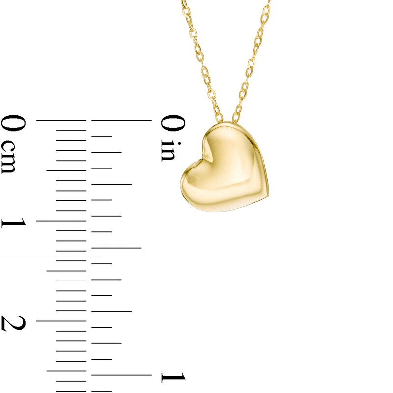 Tilted Heart Pendant in 10K Gold - 17"