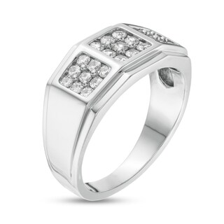Men's 0.75 CT. T.W. Composite Diamond Square-Top Ring in 10K White Gold