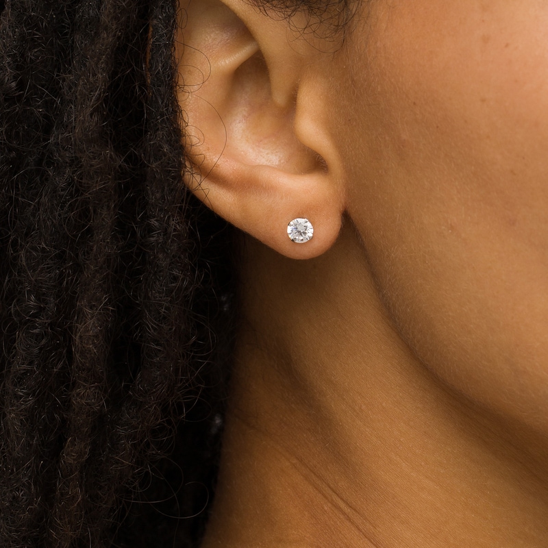 Main Image 2 of Cubic Zirconia Solitaire Stud Earrings Set in 14K White Gold