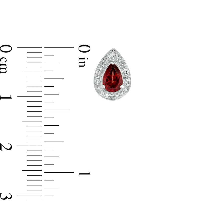 Main Image 3 of Pear-Shaped Garnet and Diamond Accent Teardrop Frame Pendant and Stud Earrings Set in Sterling Silver