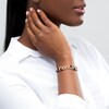Thumbnail Image 2 of Navy Blue Enamel and Diamond-Cut Bead Bracelet in 14K Gold - 7.75"