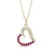 Thumbnail Image 0 of Ruby and 0.065 CT. T.W. Diamond Tilted Heart Pendant in 10K Gold