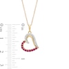Thumbnail Image 2 of Ruby and 0.065 CT. T.W. Diamond Tilted Heart Pendant in 10K Gold