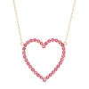 Lab-Created Ruby Heart Outline Necklace in Sterling Silver with 14K Gold Plate
