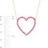 Lab-Created Ruby Heart Outline Necklace in Sterling Silver with 14K Gold Plate