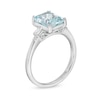 Thumbnail Image 2 of Emerald-Cut Aquamarine and 0.12 CT. T.W. Diamond Engagement Ring in 14K White Gold