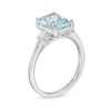 Thumbnail Image 3 of Emerald-Cut Aquamarine and 0.12 CT. T.W. Diamond Engagement Ring in 14K White Gold