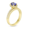 Thumbnail Image 2 of Oval Tanzanite and 0.33 CT. T.W. Diamond Frame Bridal Set in 14K Gold