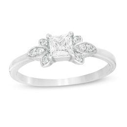 0.37 CT. T.W. Princess-Cut Diamond Tri-Sides Engagement Ring in 10K White Gold