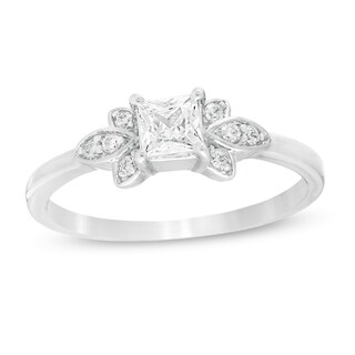 0.37 CT. T.W. Princess-Cut Diamond Tri-Sides Engagement Ring in 10K White Gold