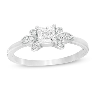 0.37 CT. T.W. Princess-Cut Diamond Tri-Sides Engagement Ring in 10K White Gold