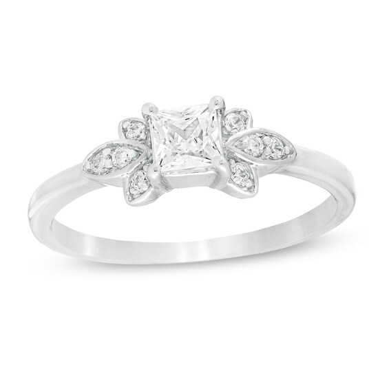 0.37 CT. T.W. Princess-Cut Diamond Tri-Sides Engagement Ring in 10K White Gold