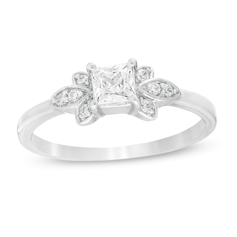 0.37 CT. T.W. Princess-Cut Diamond Tri-Sides Engagement Ring in 10K White Gold