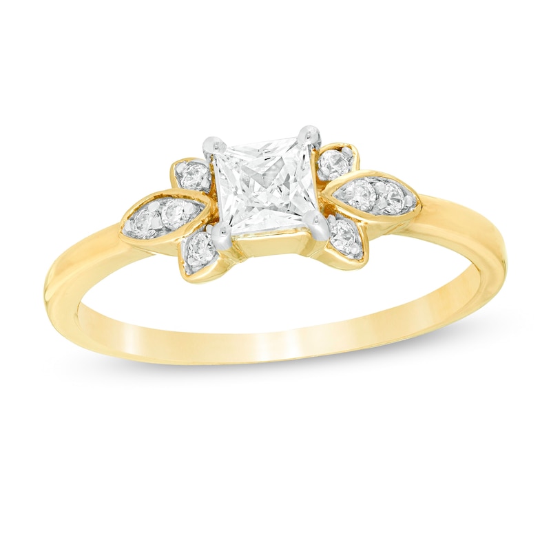 0.37 CT. T.W. Princess-Cut Diamond Tri-Sides Engagement Ring in 10K Gold