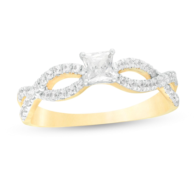 Main Image 1 of 0.45 CT. T.W. Princess-Cut Diamond Infinity Twist Shank Engagement Ring in 10K Gold