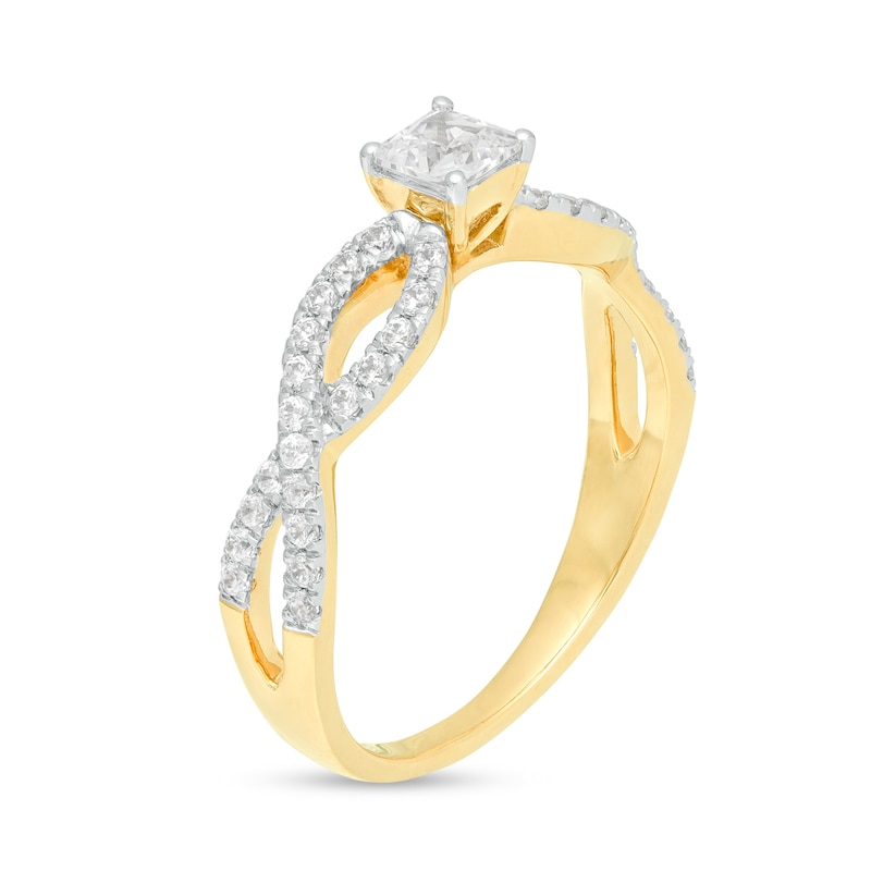 Main Image 3 of 0.45 CT. T.W. Princess-Cut Diamond Infinity Twist Shank Engagement Ring in 10K Gold