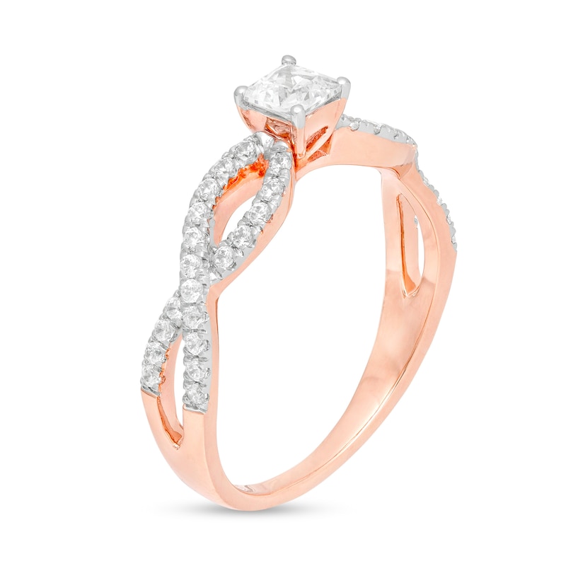 Main Image 3 of 0.45 CT. T.W. Princess-Cut Diamond Infinity Twist Shank Engagement Ring in 10K Rose Gold