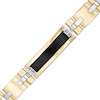 Men's Rectangular Onyx Inlay Link Bracelet in 10K Two-Tone Gold