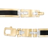 Men's Rectangular Onyx Inlay Link Bracelet in 10K Two-Tone Gold