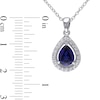 Thumbnail Image 2 of Pear-Shaped Lab-Created Blue and White Sapphire Teardrop Frame Pendant in Sterling Silver