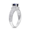 Thumbnail Image 3 of 6.0mm Lab-Created Blue and White Sapphire Collar Double Row Vintage-Style Ring in Sterling Silver